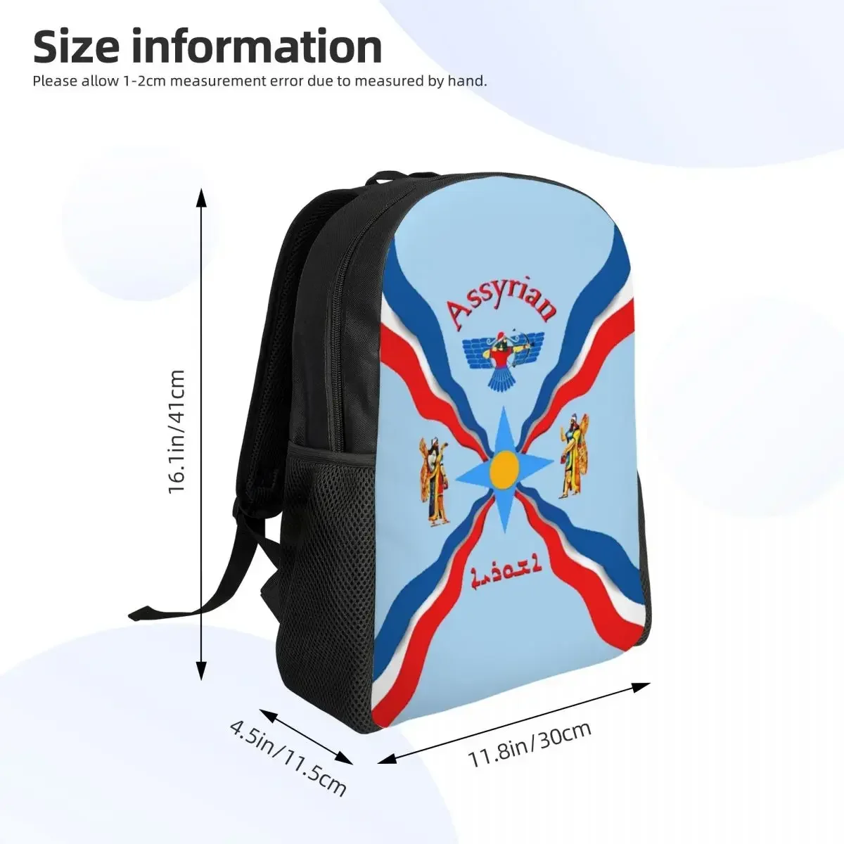 Personalized Assyrian Suryoyo Flag Backpacks Women Men Casual Bookbag for College School Aram Ancient Bags