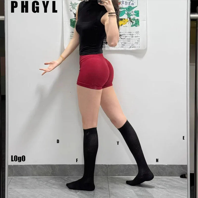 Women D1F LOGO Shorts 4.5'' Seamless Bike Sports Stretch Breathable Yoga Pants Workout Gym Running Fitness Scrunch Butt Tights
