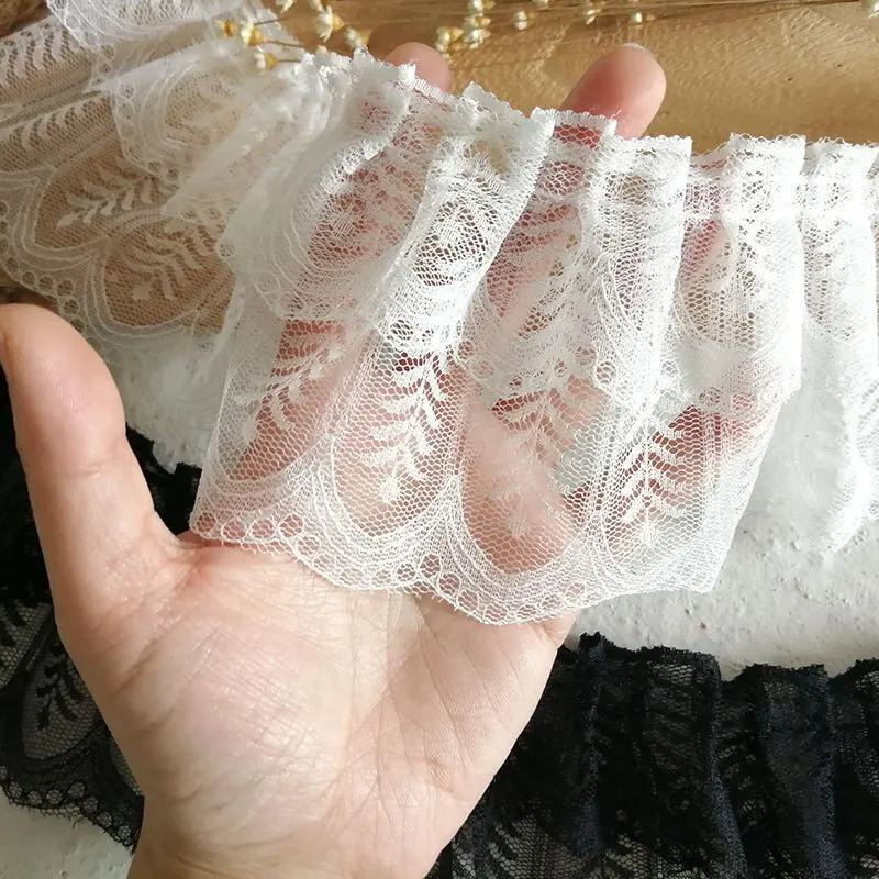 Высокое качество двухслойное плиссированное кружево с перьями ручной работы, материал свадебного платья, платье «сделай сам», воротник с рукавами, юбка, кукла 9x100 см Высокое качество двухслойное плиссированное кружево с перьями ручной работы, материал свадебного платья, платье «сделай сам», воротник с рукавами, юбка, кукла 9x100 см