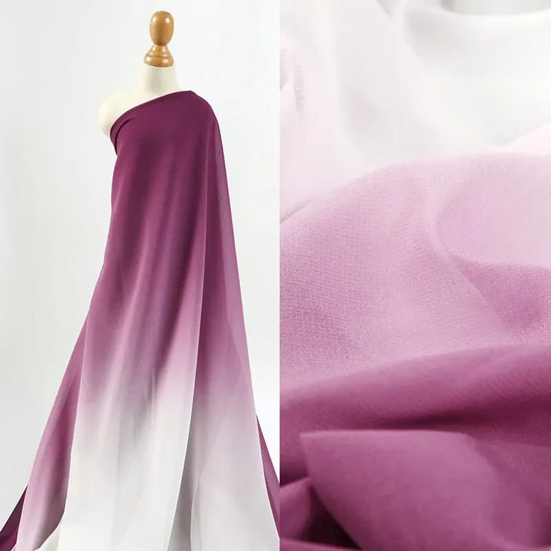 Gradient translucent chiffon fabric performance dress dress floral slip clothing fabric curtain material decorative background