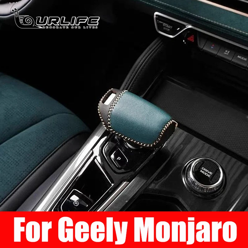 

For Geely Monjaro Grand Koleos 2022 2023 2024 2025 Leather Gear Shift Knob Cover Automatic Hand-Stitched DIY Gear Shift Collars