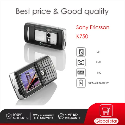 리퍼브-오리지널 Sony Ericsson K750C 1.8 인치 2 MP 휴대폰 휴대폰 무료 배송 고품질