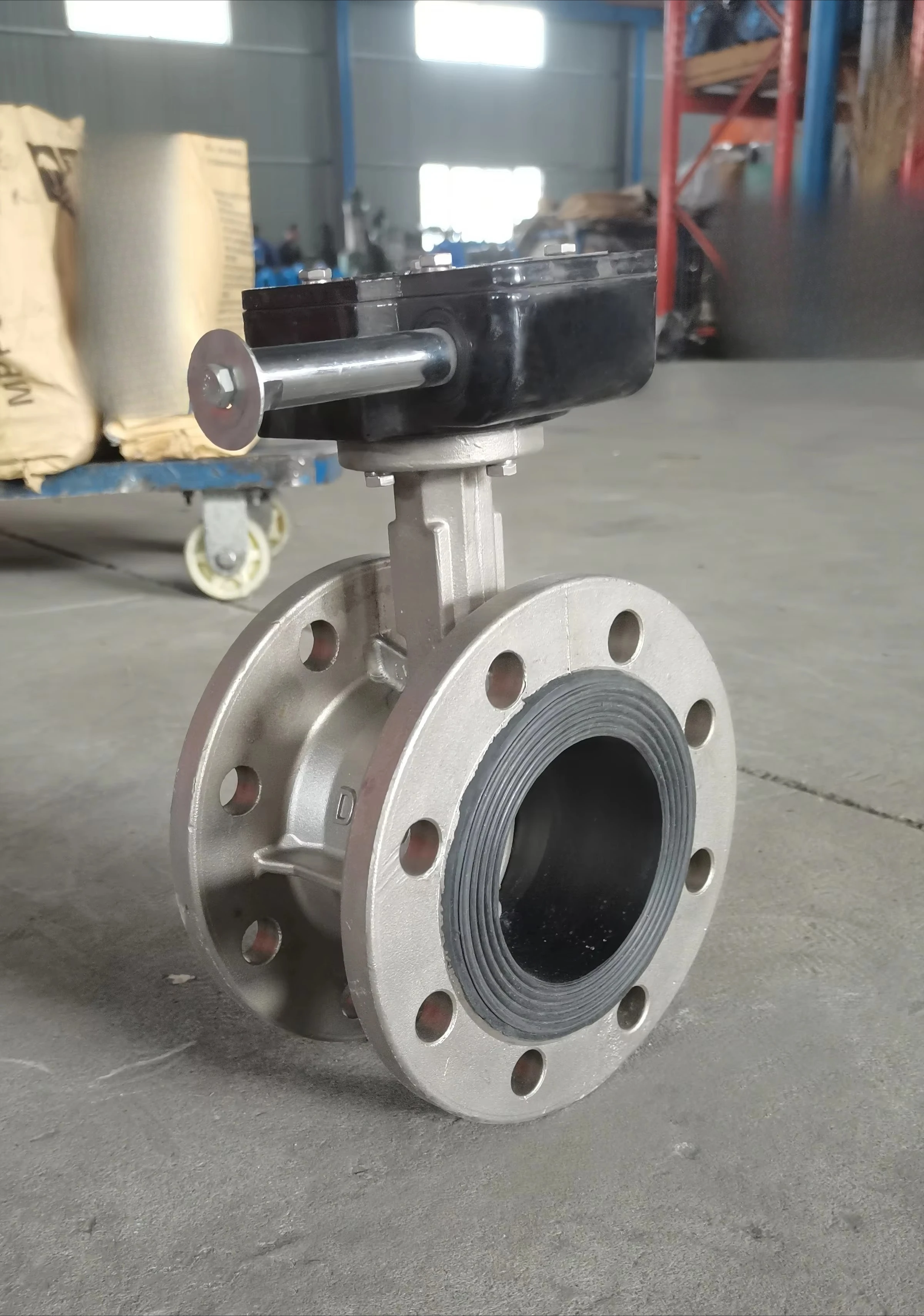 Valvole a farfalla a doppia flangia da 5 pollici con valvola a farfalla manuale saldata in acciaio inossidabile D341X-16C personalizzate