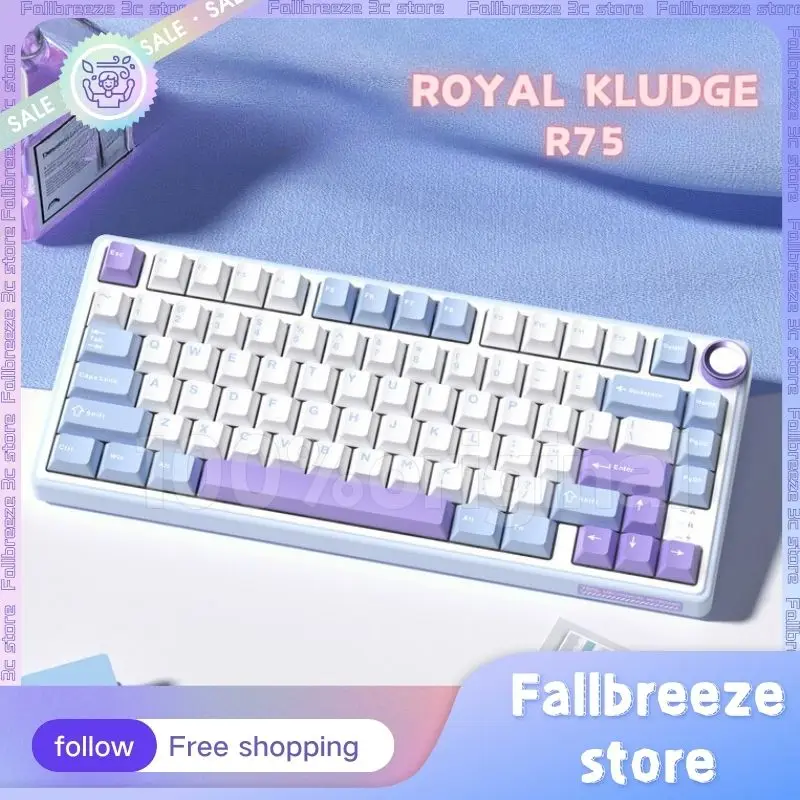 

RK R75 Wireless Mechanical Keyboard 3 Mode 2.4G Bluetooth Keyboard PBT Hot Swap Gamer Keyboard 81 Keys RGB Backlight Keycap Gift