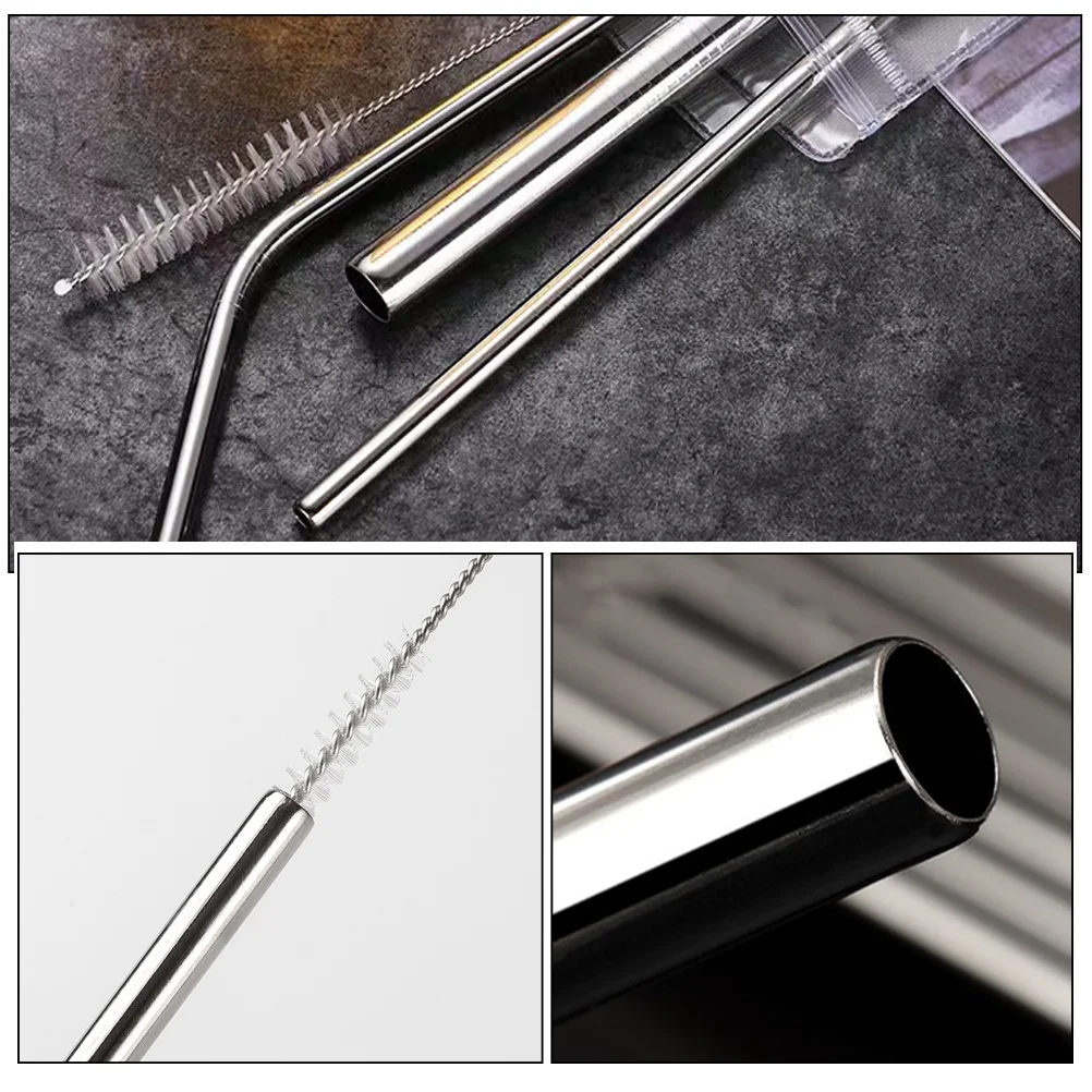 

1 комплект, многоразовый набор соломинок из нержавеющей стали, многоразовые соломинки для вечеринок, напитков, чая с молоком, кофе, щетка для чистки соломинки из нержавеющей стали