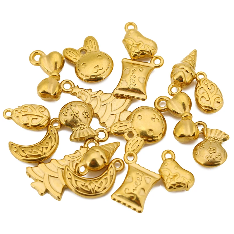 3pcs Stainless Steel Christmas Candy Xmas Tree Gingerbread Bear Charms Pendant for DIY Earrings Necklace Bracelet Jewelry Making