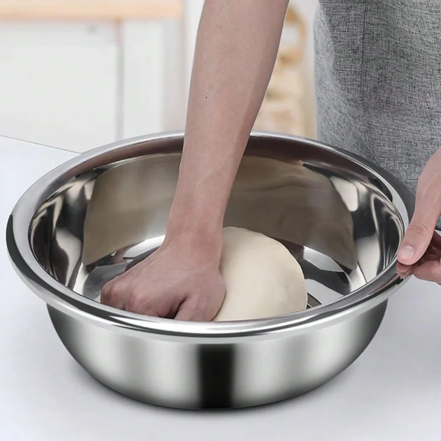 Picture 6: Stainless Steel Round Kitchen Cooking and Baking Kneading Bowl, Washing Fruit and Vegetable Bowl