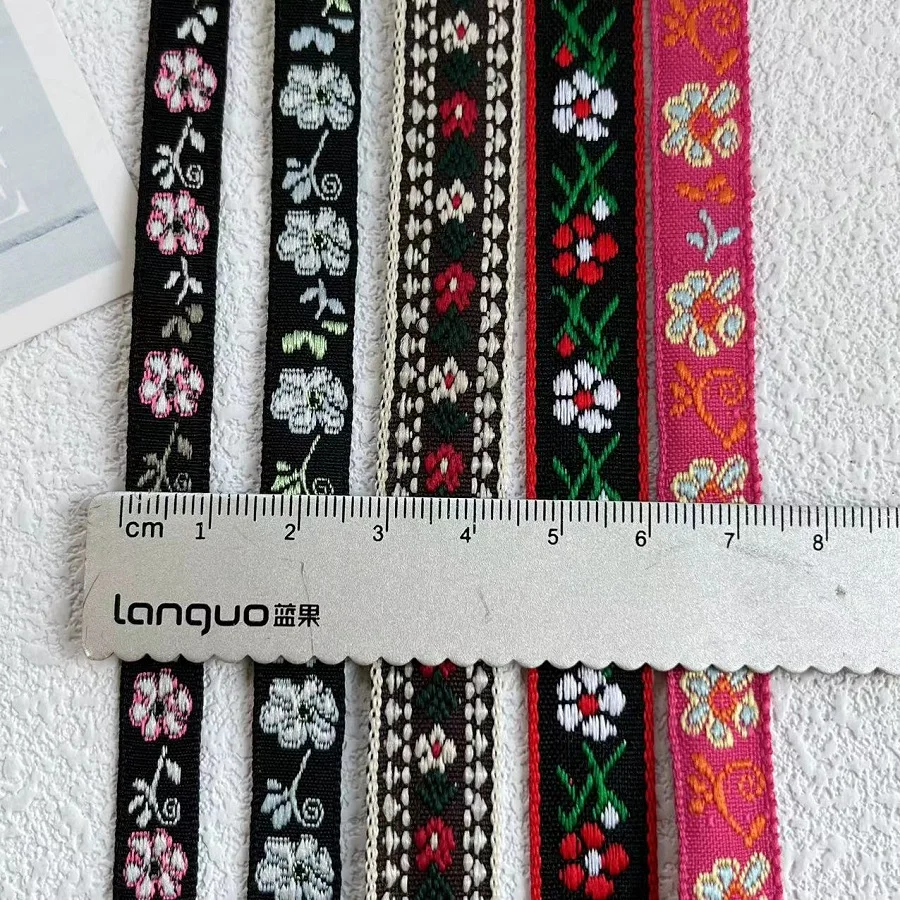 20 Yards/lot Ethnic Style Webbing Woven Jacquard Ribbon Flowers For Garment Accessories LS-2271 Width 1-1.5 CM