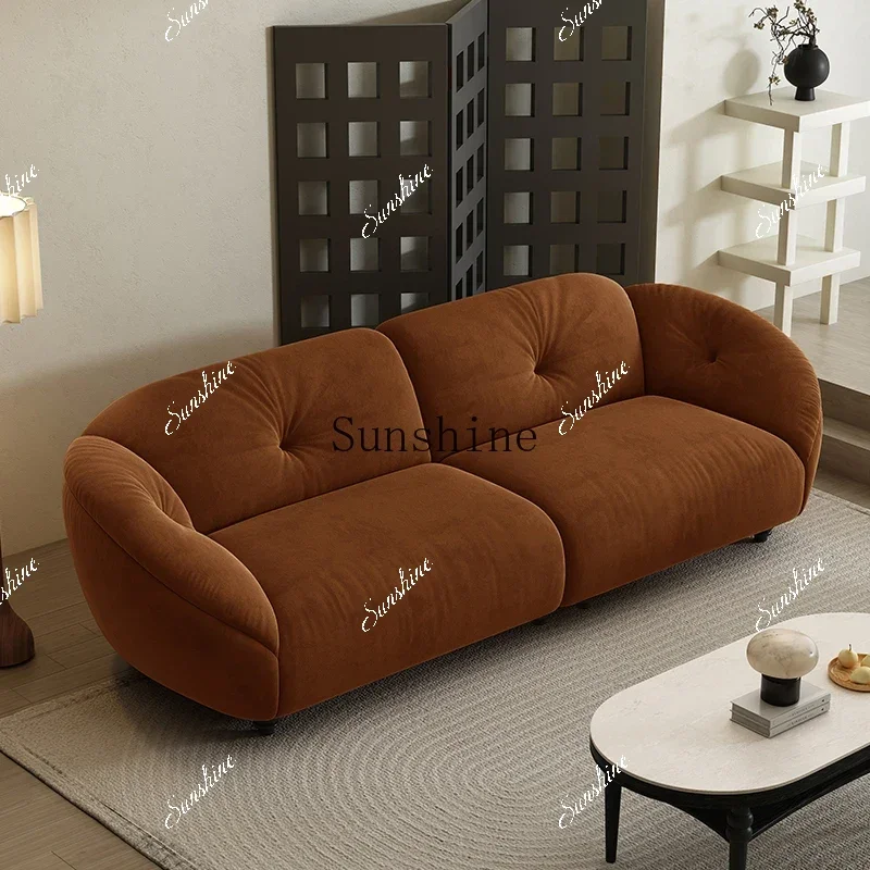 Retro style cat fleece sofa small apartment living room straight row cloud fabric sofa