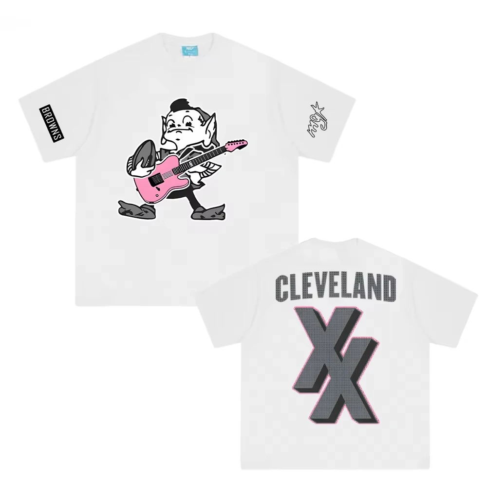 تي شيرت Mgk X Cleveland Browns تي شيرت Mgk للمغني بنفس النمط عالي الجودة 100% قطن مريح Camisetas تي شيرت صيفي Harajuku