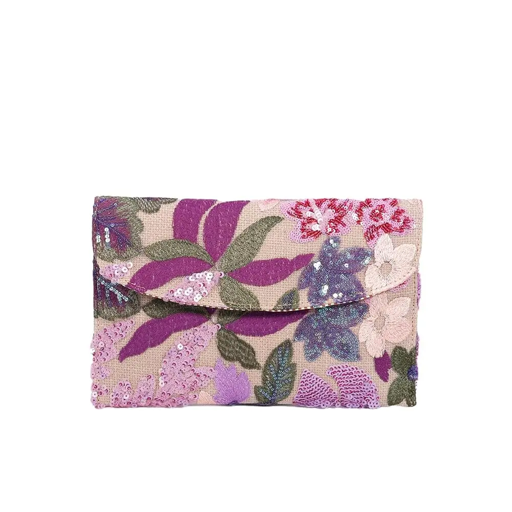 

Floral Clutch Purses for Women Summer Embroidery Purses Sequin Unique Beaded Evening Bag Wedding Beach Colorful