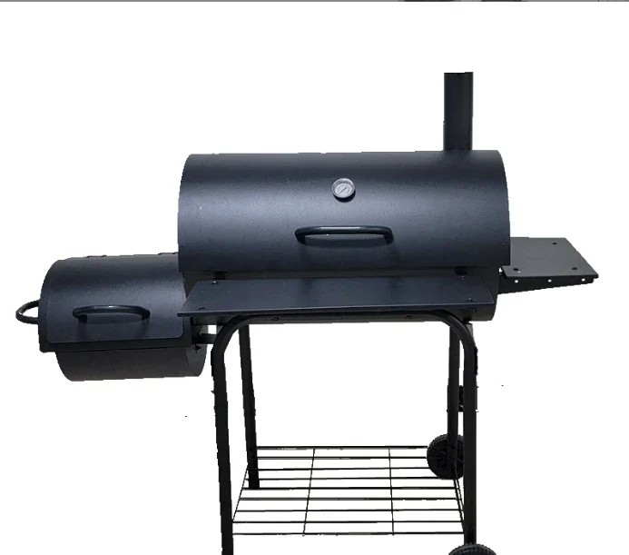 2024 Double Barrel Charcoal Mother and Son Barbecue Stove Enlarged and Thickened Outdoor for 10 People Rack Camping