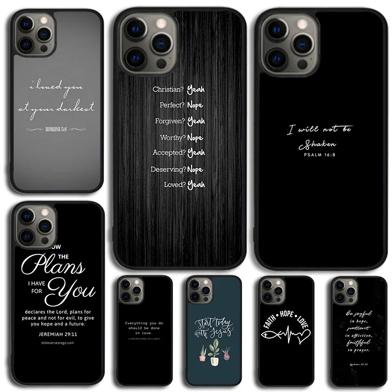 Bible Verse Phone Case Cover For iPhone 15 16 14 XR XS 11 12 13 Mini Pro MAX Plus Coque