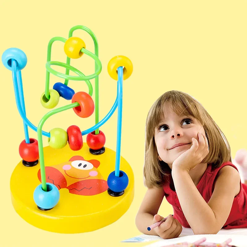 Boys Girls montessori Wooden Toys Wooden Circles Bead Wire Maze Roller Coaster Educational Wood Puzzles Kid Toddler Toy