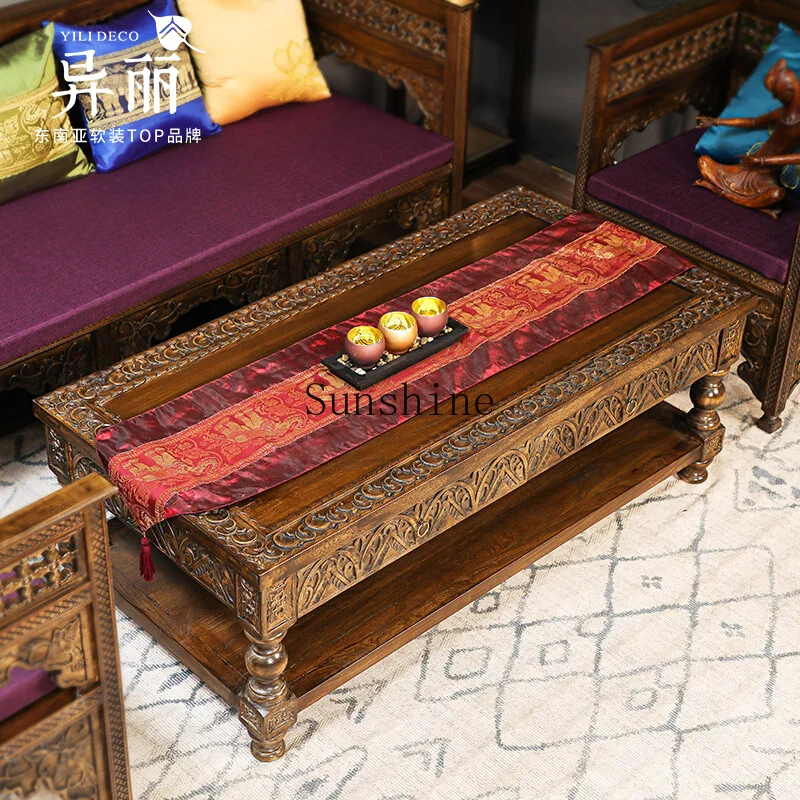 South East Asia style solid wood coffee table Thai club carved new Chinese furniture