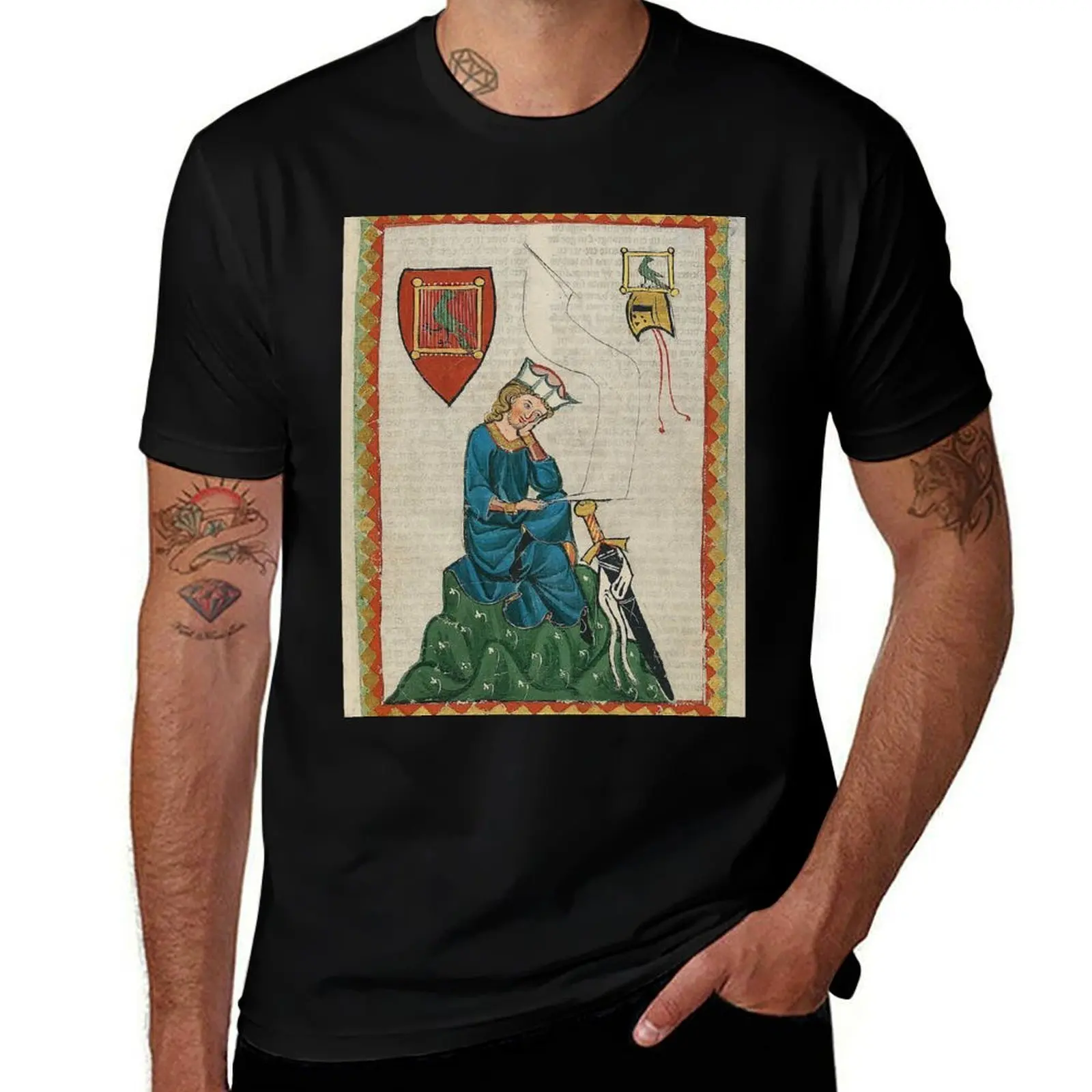 

Walther von der Vogelweide... medieval German knight and poet T-Shirt t shirt man cotton man t shirts cotton T-shirt