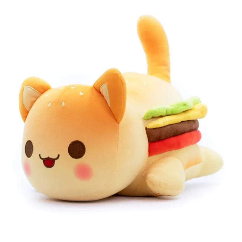 Meows Aphmau juguetes de animales de peluche, comida, gato, Coca Cola, hamburguesa, pan, sándwiches, Taco, gato, almohada para dormir, muñeca linda, 25CM