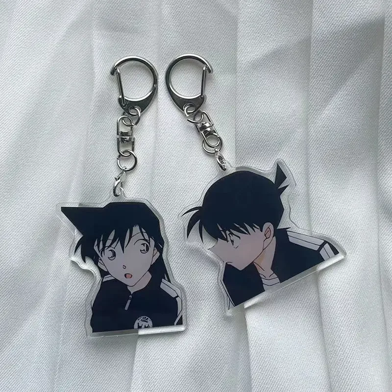 Anime Detective Conan Figures Kudou Shinichi Mouri Ran Cosplay Acrylic KeyChains Character Keyring Decor Bag Pendant Couple Gift