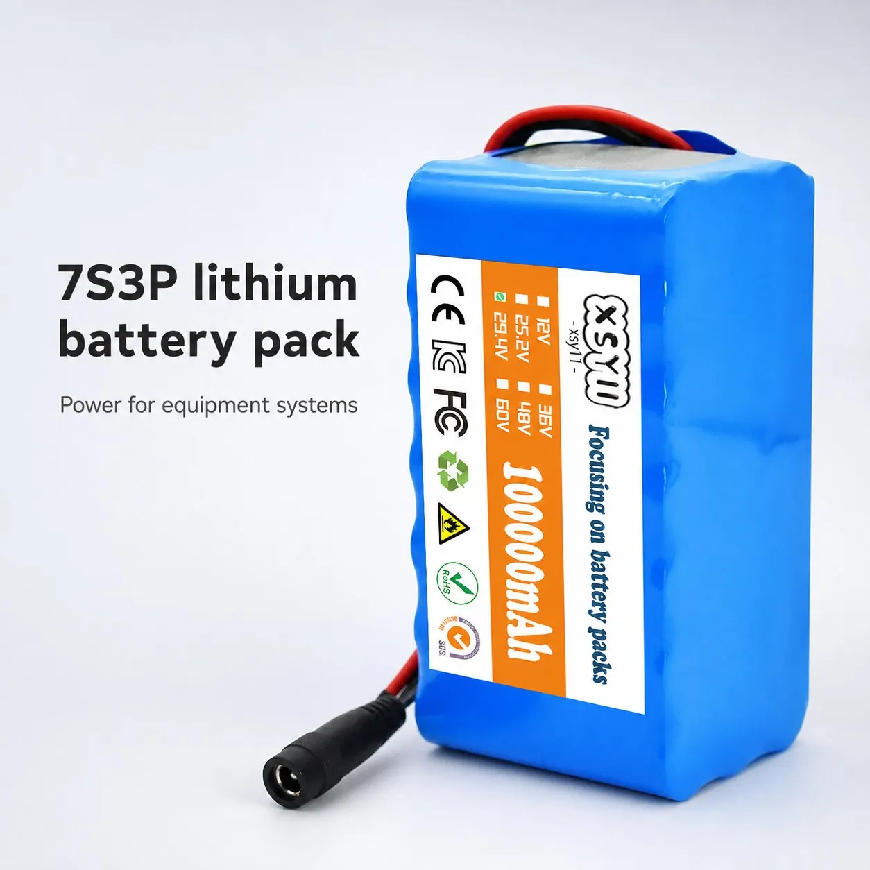 24V 7S3P 100000mAh Li-Ion Battery Pack for Electric Scooter E Bike Repair Blue Soft Pack With DC XT60 Connector Options