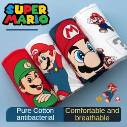 4pcs Super Mario Bros Boys Boxer Underpants Cotton Anime U Pouch Bulge Underwear Cartoon Shorts Kids Cute Breathable Boxer Pants