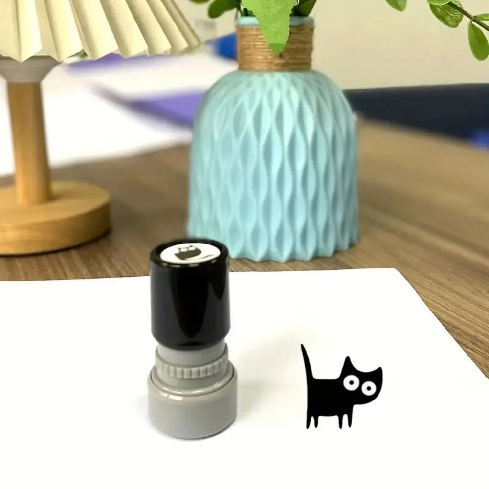 Portable Set Award Black Cat Seal Stamp Cute Cat Praise Children's Stamp Encourage Students Durable Graffiti Tools Homework