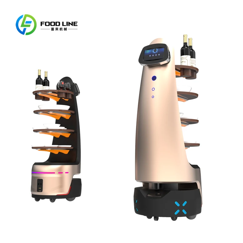 Customized Food Delivery Robot 4 Compartments Slam Design Automatic Navigation Restaurant Hotel  Intelligence Robot