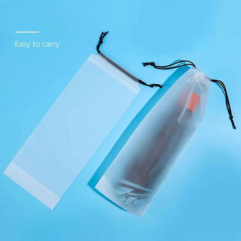 50Pcs Umbrella Storage Bag Translucent Plastic Waterproof Anti-dirty Umbrella Cover Reusable Portable Drawstring Bag HomeStorage