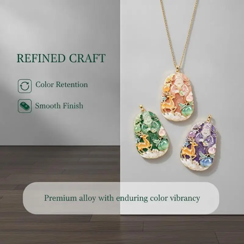 Guanyin Bodhisattva Charm Necklace Enamel Anti-Fade Protective Talisman Jewelry for Travel Daily Protection