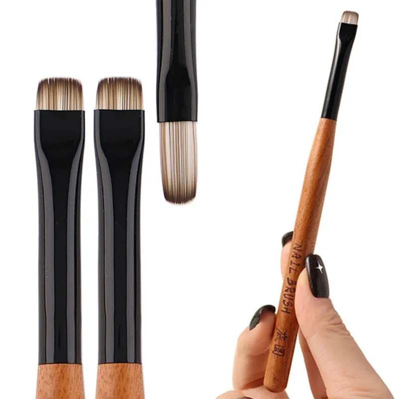 Brosse à ongles ronde avec manche en bois, brosse ombrée pour peinture sur Gel, Nail Art pour Extension de pointe de Gel, accessoire de constructeur en acrylique, pinceaux pour Nail Art