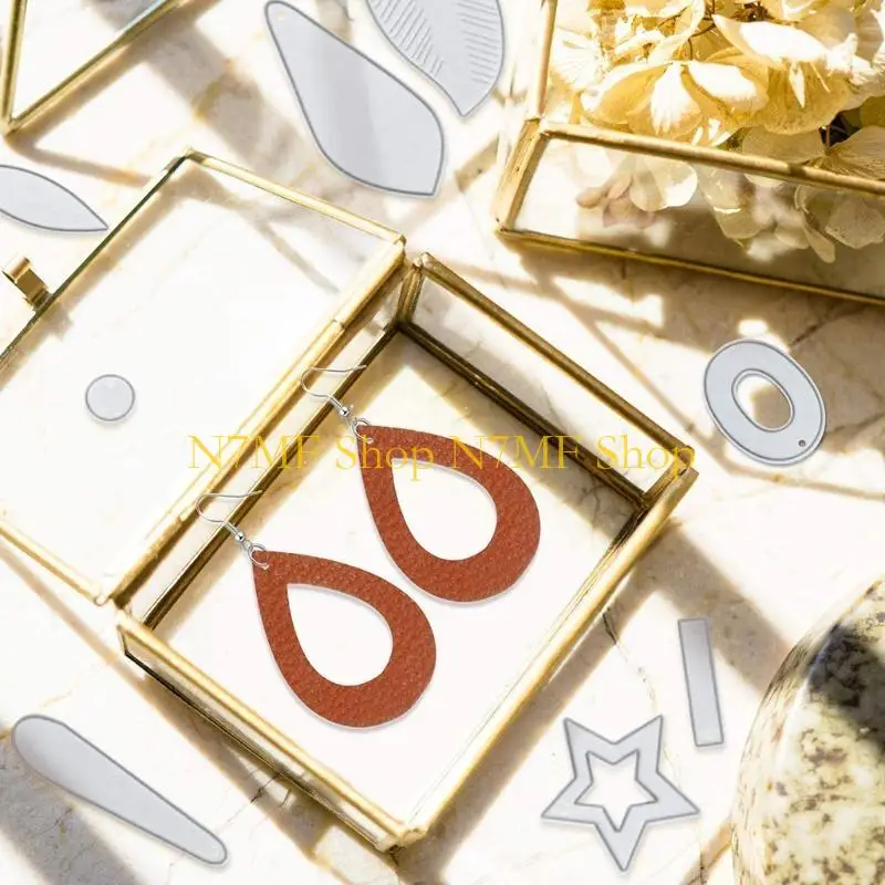 

N7MF 19Pieces Cutting Dies Carbon Steel Leather Teardrop Earrings Die Cuts