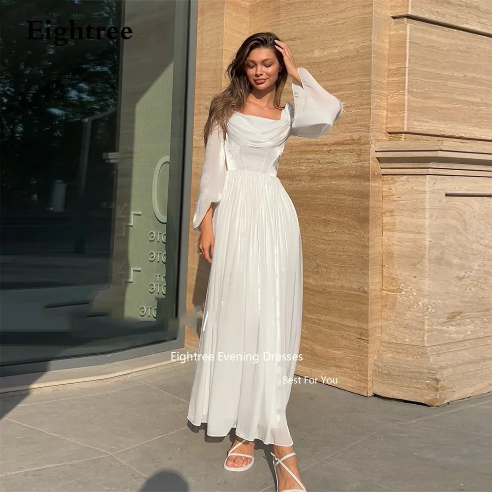 Eightree Chiffon Silk Evening Dresses Full Length Long A Line Floor Length Vestidos De Fiesta Elegantes Para Mujer 2024 Vestidos