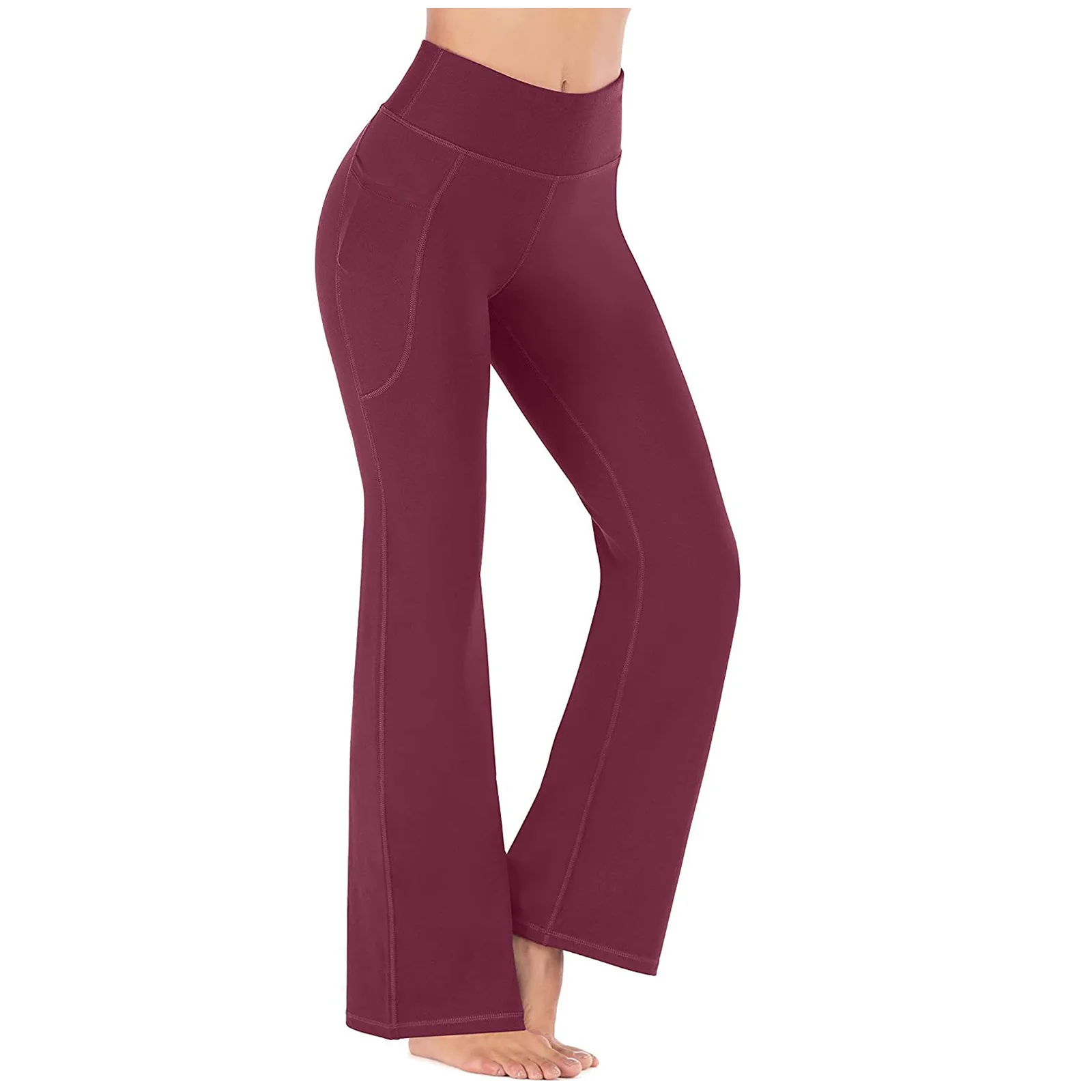 High Waist Flare Yoga Pants Stretch Bootcut Leggings Slim Fit Workout Running Sports Trousers Women Casual Bell Bottom Pants