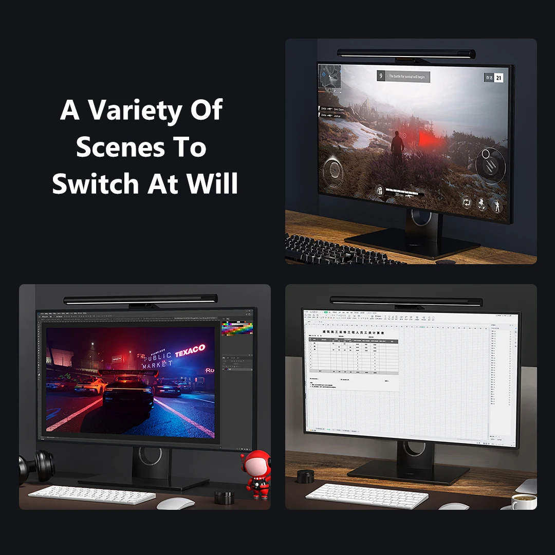 Lymax-ハンギングスクリーンバー,デスクランプ,目の保護,コンピューターモニター,タッチライト,ワイヤレスリモコン