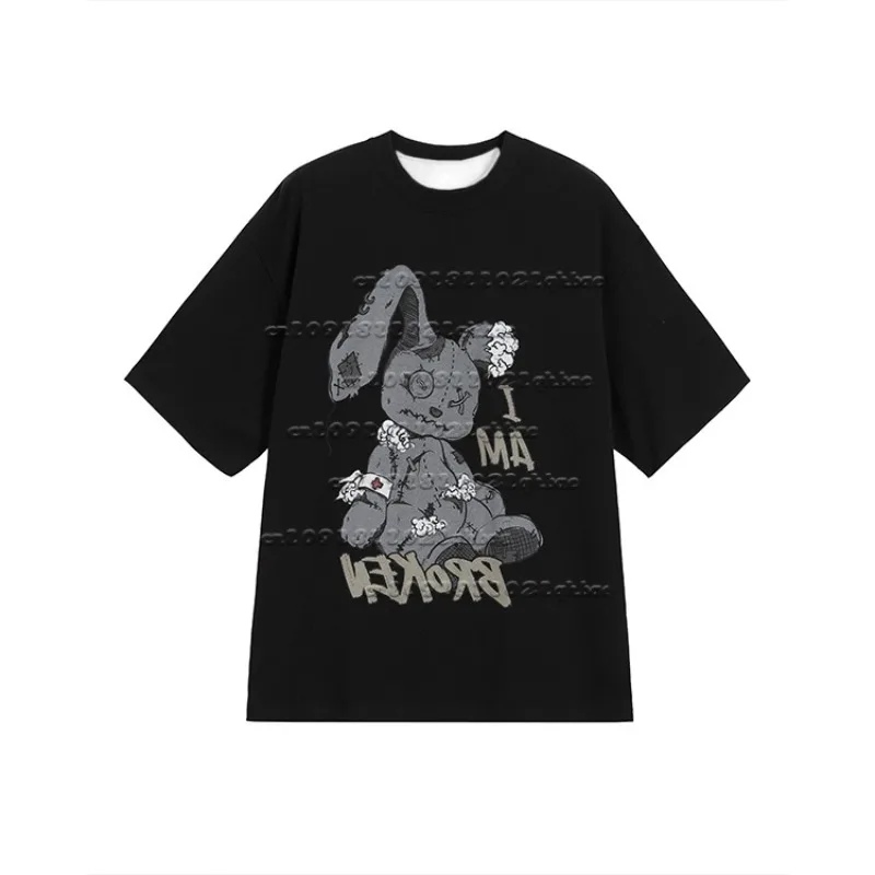 

New Broken Ears Rabbit 3D Printed Casual Versatile Loose Quick Drying Round Neck Short Sleeve Trendy