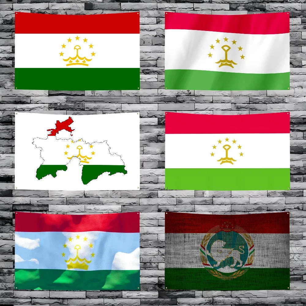 

1pc Republic Of Tajikistan Flag Banners Four Hole Flag Polyester Outdoor Decor Room Aesthetic