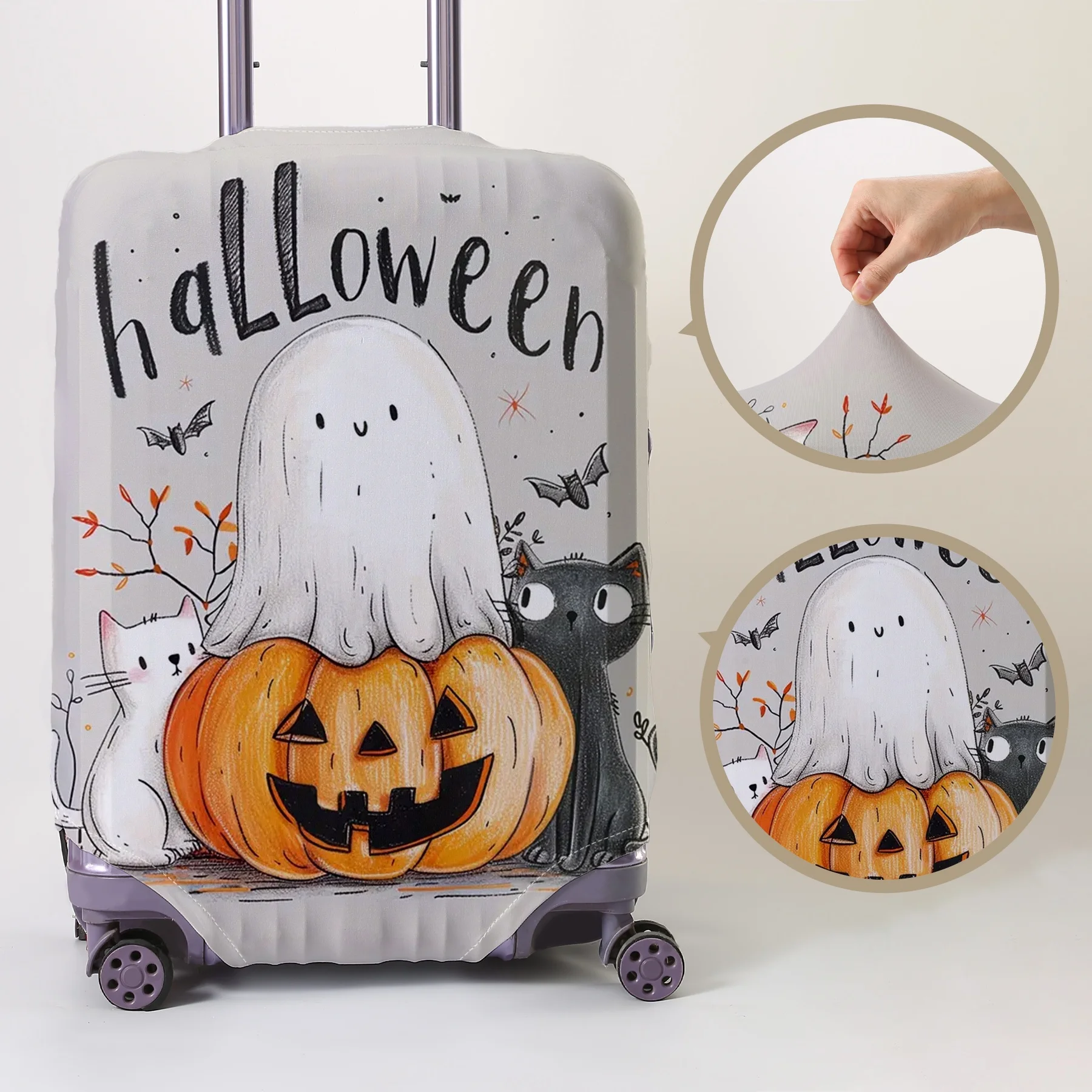 

Cute Halloween style patterned luggage protection case, suitable for 18-32 inch luggage cases, luggage handle gloves, travel acc