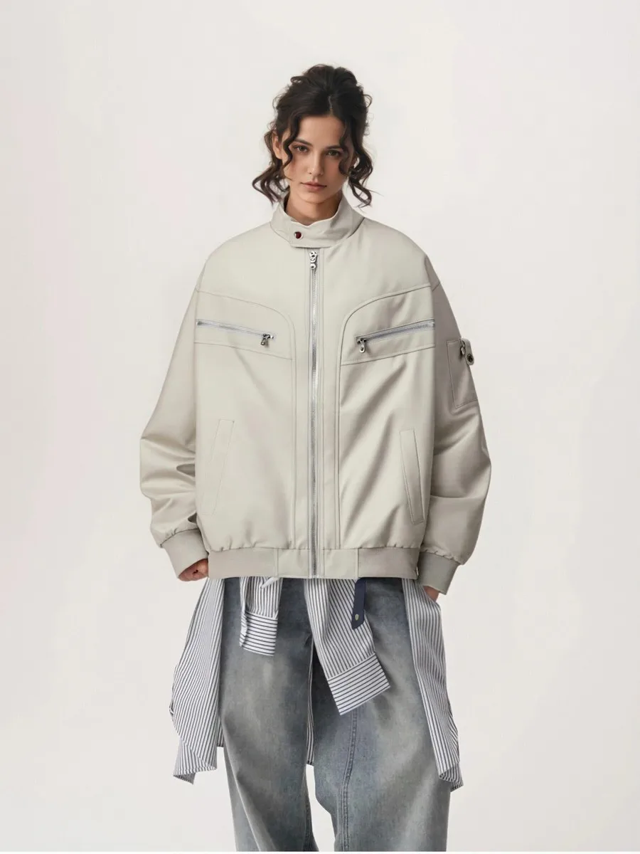 

Базовые дизайнерские карманы Свободные Тренчи на молнии Куртки Пальто для женщин и девочек Аксемидийная уличная одежда Зимне-осенняя верхняя одежда