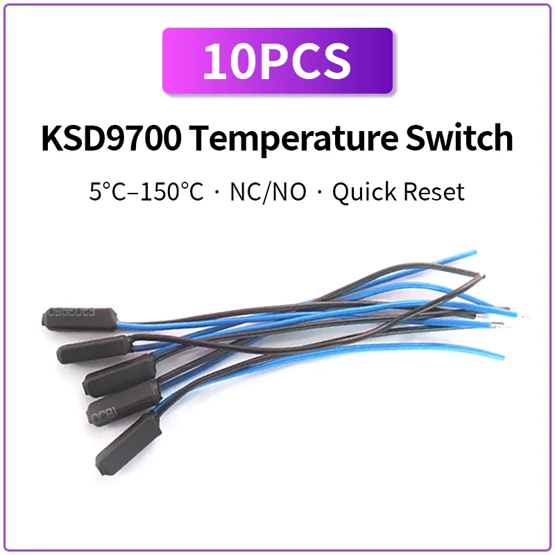 10PCS KSD9700 Thermostat Temperature Switch 5°C-150°C NC/NO Quick Reset Thermal Protector