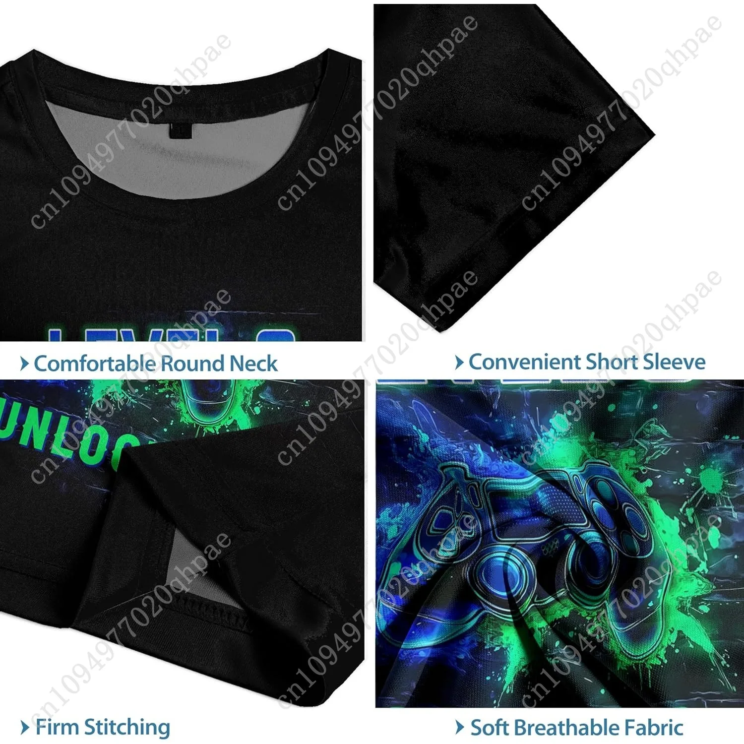 T-shirt grafica 3D per ragazzi e ragazze, girocollo casual traspirante a maniche corte, maglietta per bambini adolescenti