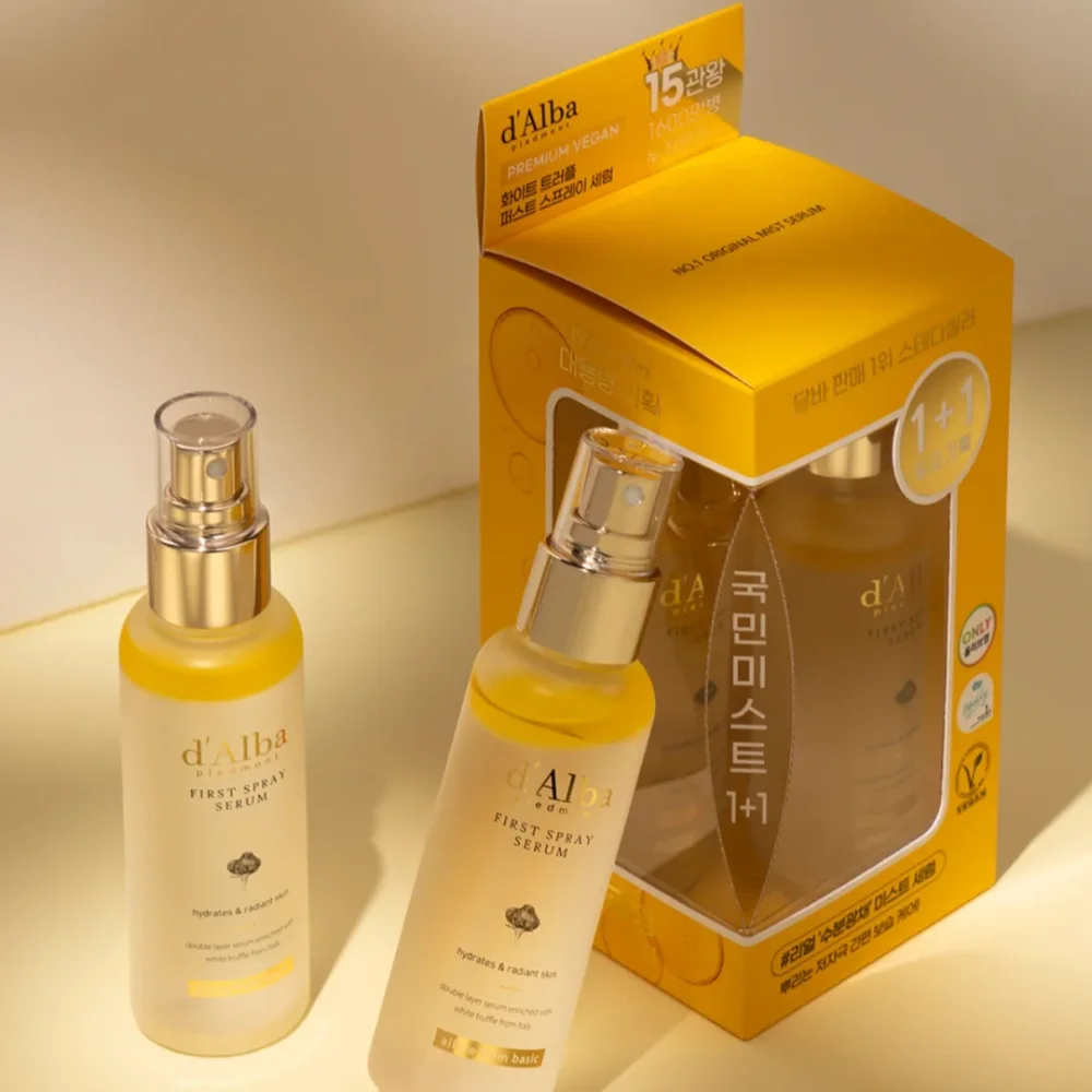مصل رذاذ عطري بالكمأة البيضاء من D'Alba، مرطب للوجه بالضباب الأولي، خفيف الوزن ومهدئ PA++++ SPF50+ واقي من الشمس للعناية بالبشرة