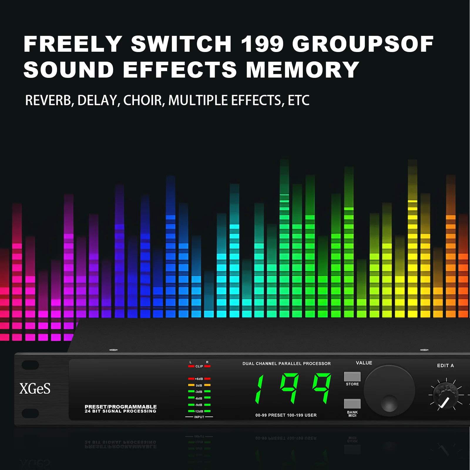 Professional digital reverberation multi effect DSP processor audio processor equalizer