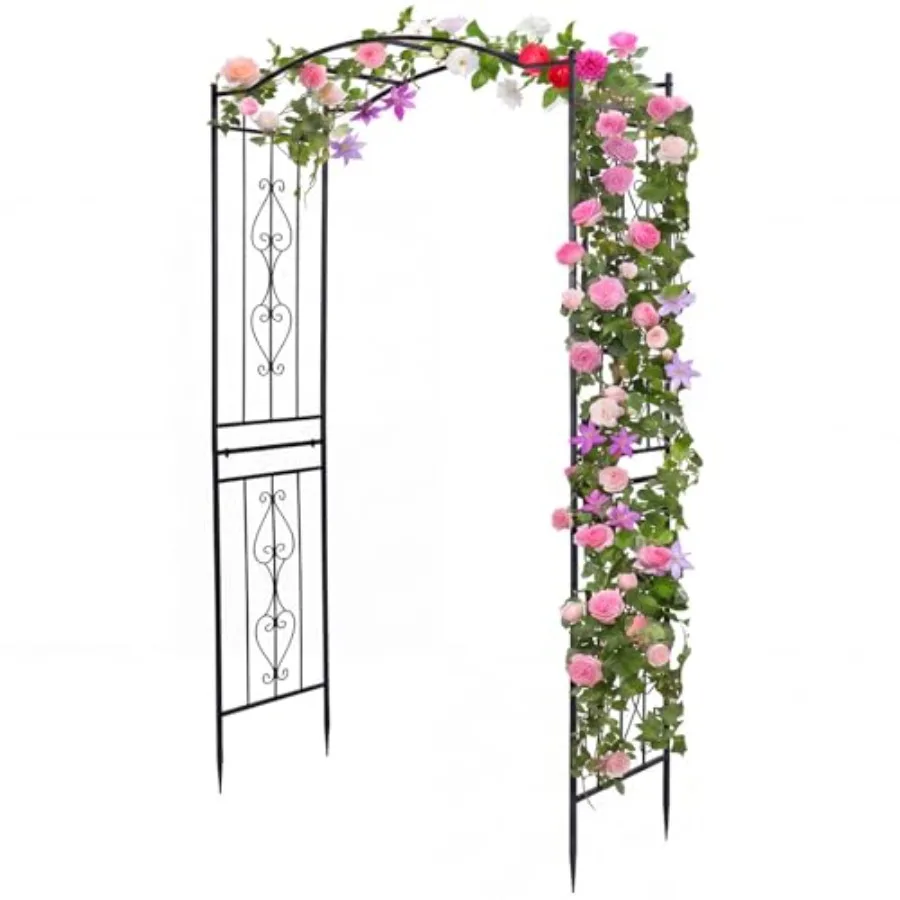 

Metal Garden Arbor, 7.5 FT Heavy Duty Arch Trellis for Climbing Plants, Decorative Outdoor Garden Archway with Pointed Legs, We