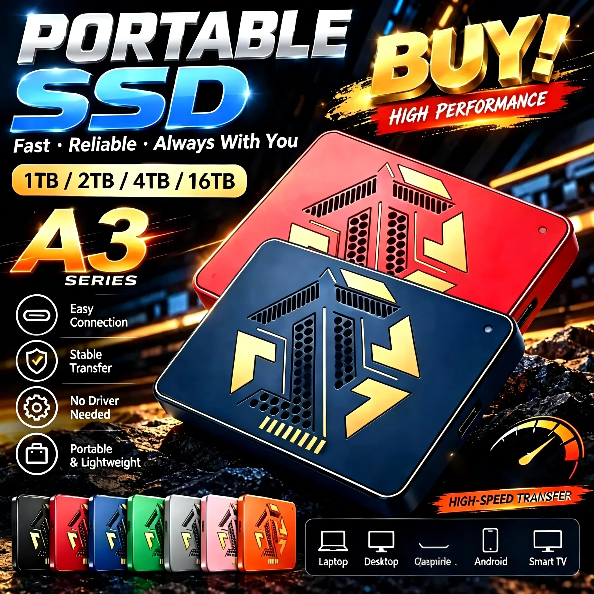 New High-Speed Transfer A3 Series Elements External Hard Drive USB3.0 On-the-Go Portable HDD 1TB 2TB 4TB