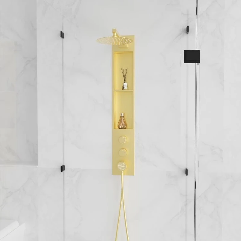 Premium 304 stainless steel all-in-one shower system for the European market with pressure balancing valve, rain shower and hand