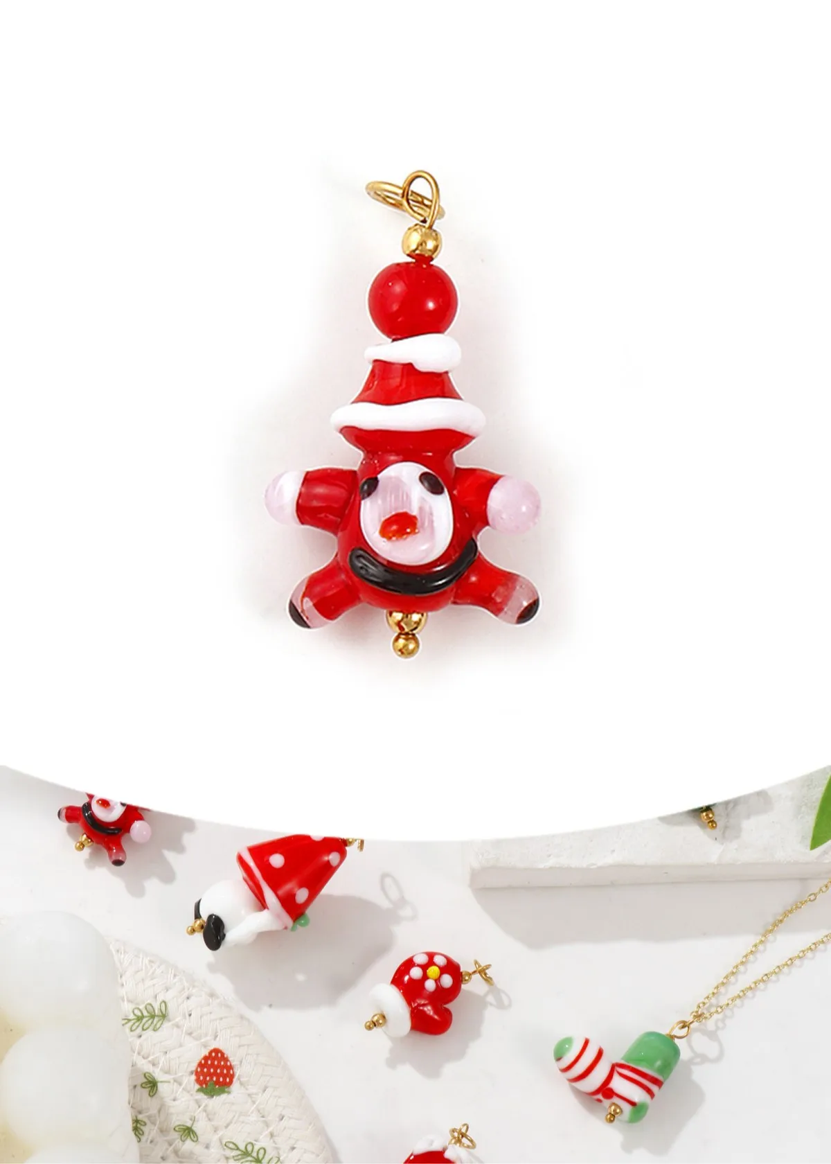 1 Piece Christmas Charms Christmas Tree Stocking Glove Santa Claus 304 Stainless Steel & Resin Pendants For Necklace DIY Making