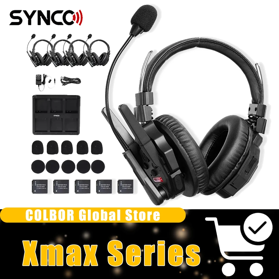SYNCO Xtalk XMax Series Dual-Ear Noise Isolation Cancellation Team Communication Bluetooth Headset Wireless Intercom System