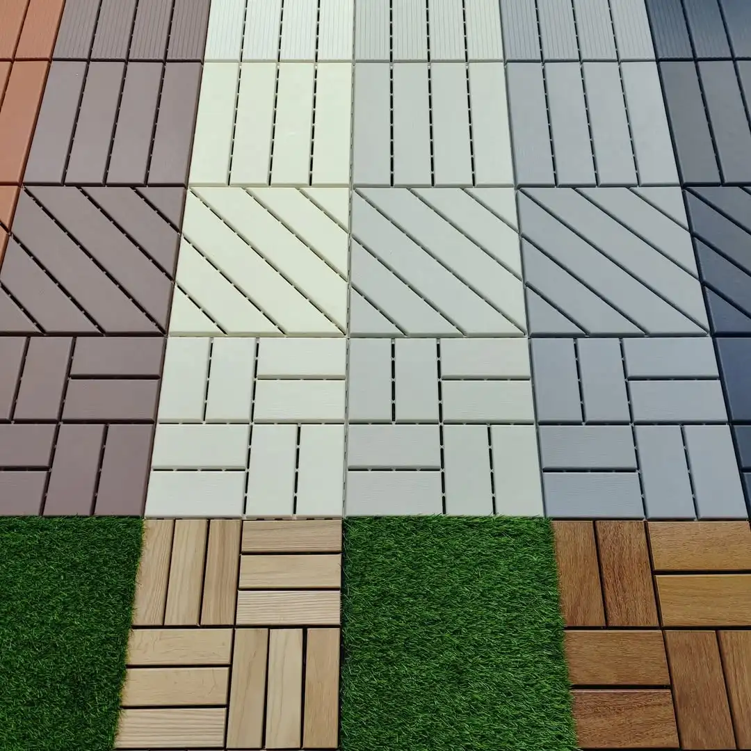 

Durable Modern DIY Interlocking Tile Anti-Slip Waterproof Patio Easy Clean Outdoor Wood Plastic Composite Plastic Deck Tile