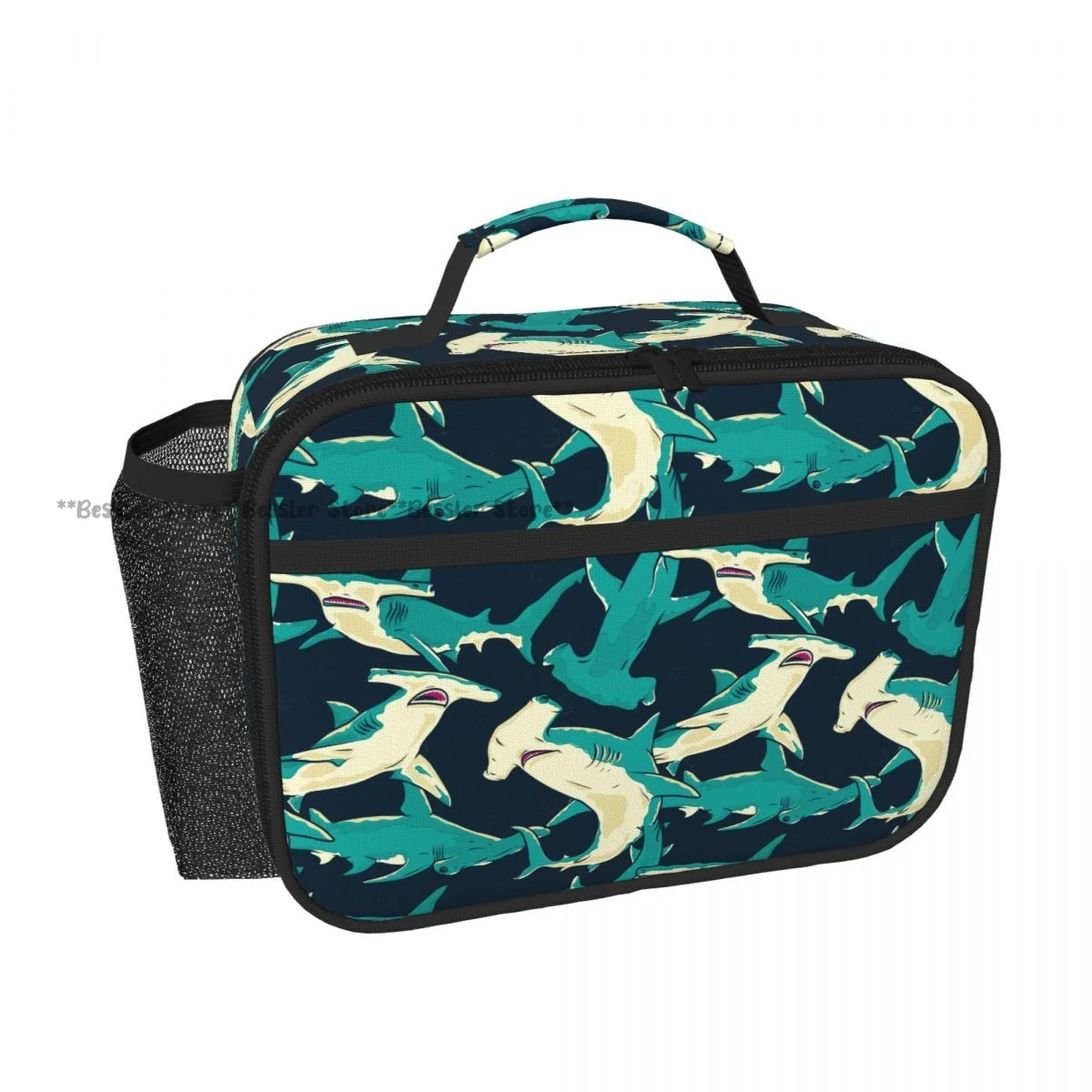 Handheld Thermal Lunch Bag Hammerhead Sharks Insulated Bento Carrier for Adults Students