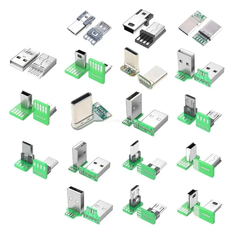 USB Port 2.0 Connector Replacement Solder Adapter USB 4Pin/Type C 5Pin PCB Mount Socket Connector 90 Degree Adapter Dropship