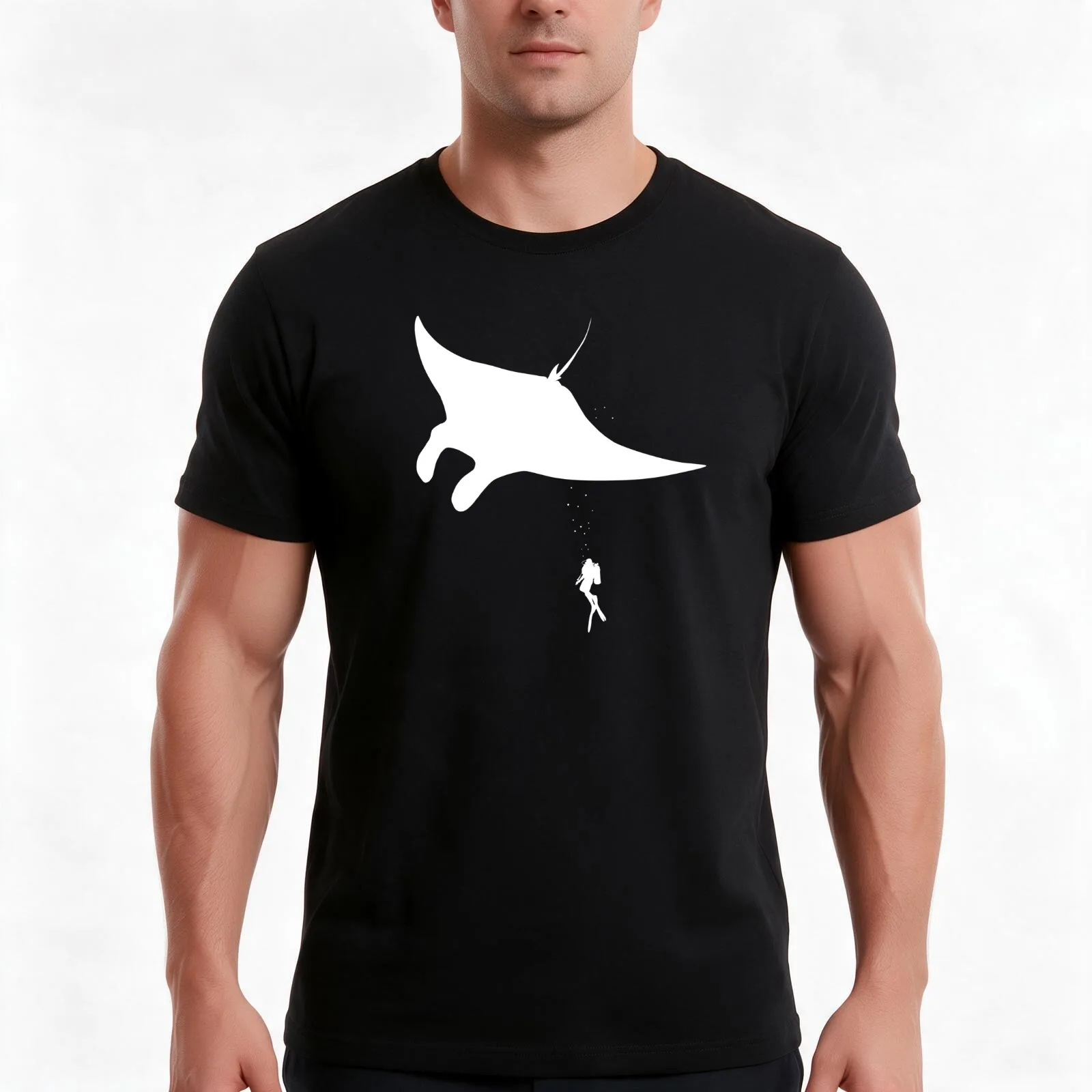Dive Underwater Manta Ray Gift Idea T-Shirt Summer Casual Cotton Tee Oversized Streetwear Tops Vintage Graphic Print